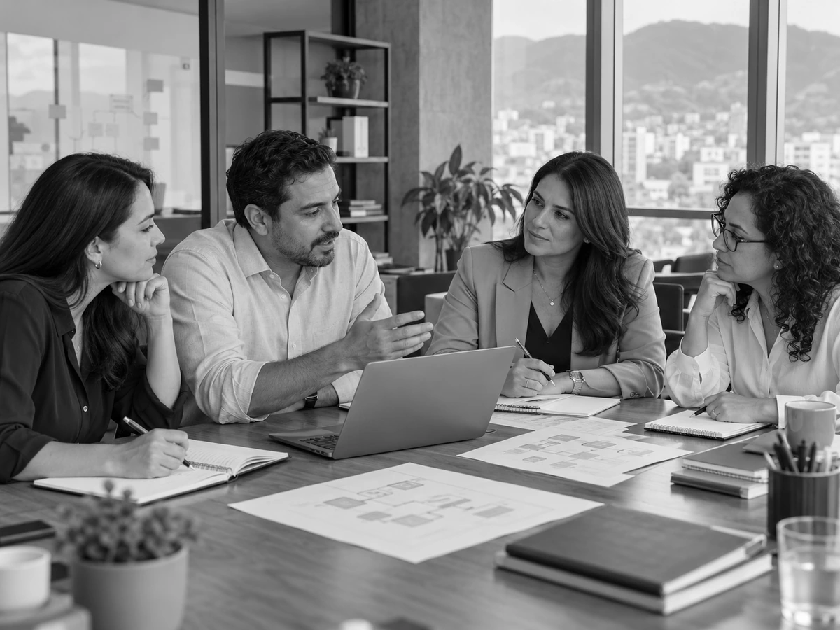 Equipo de Recursos Humanos revisa procesos y planificación en una reunión.